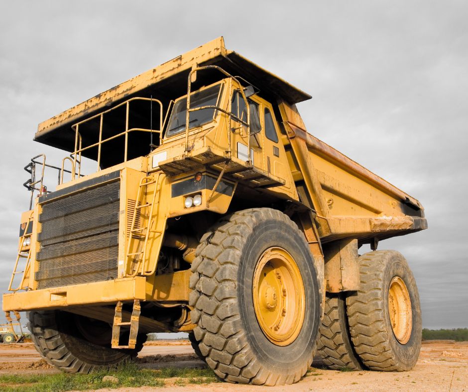 Rigid dump truck on a construction site