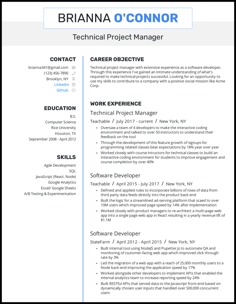 Project Management Resume Bullets Project Management Resume Examples