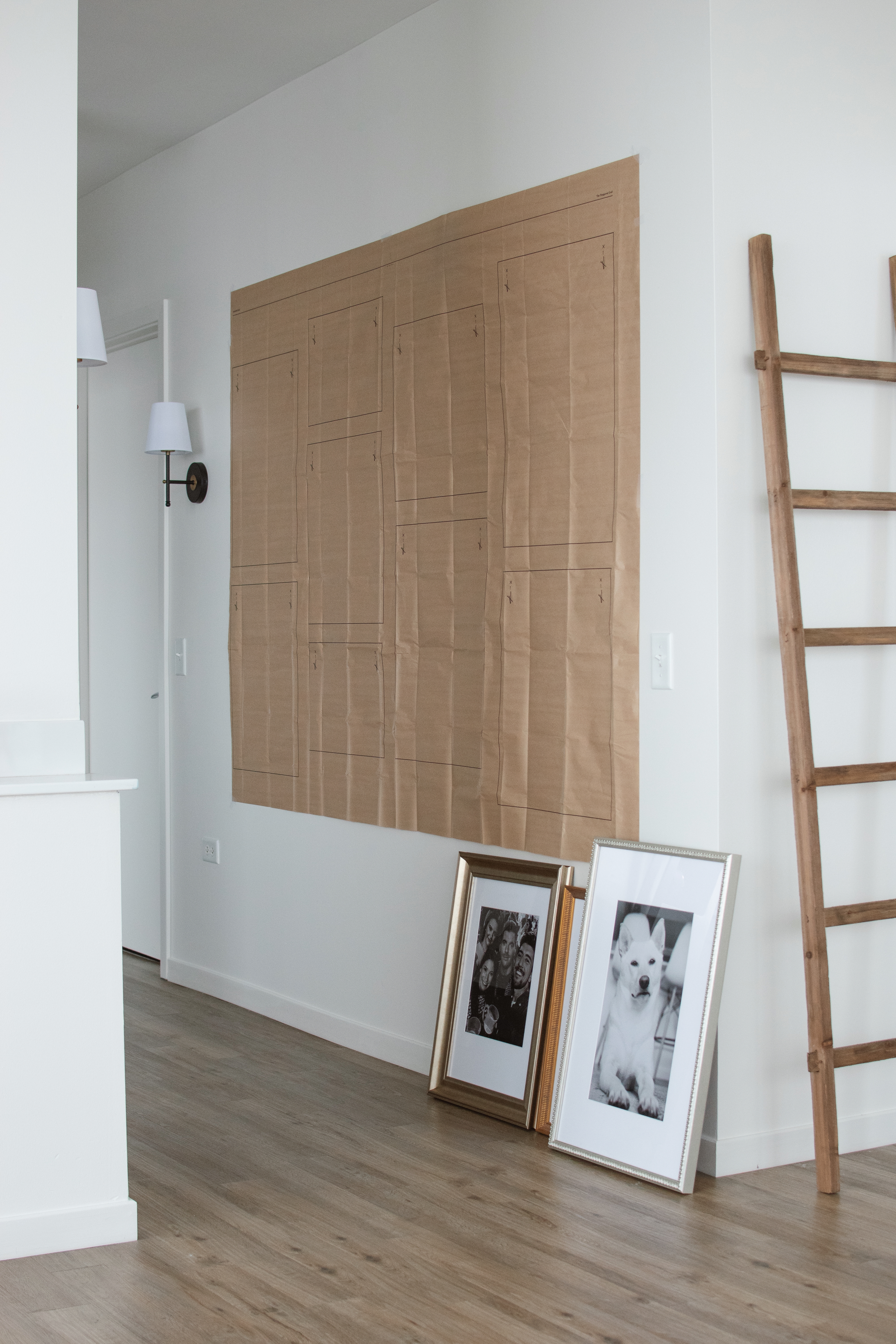 hanging guide for staggered grid gallery wall