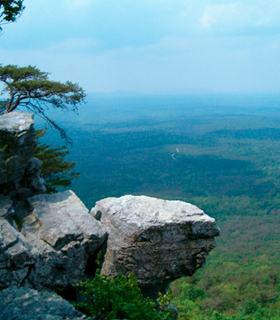 Landscape view with rocks at Mount Cheaha, AL
