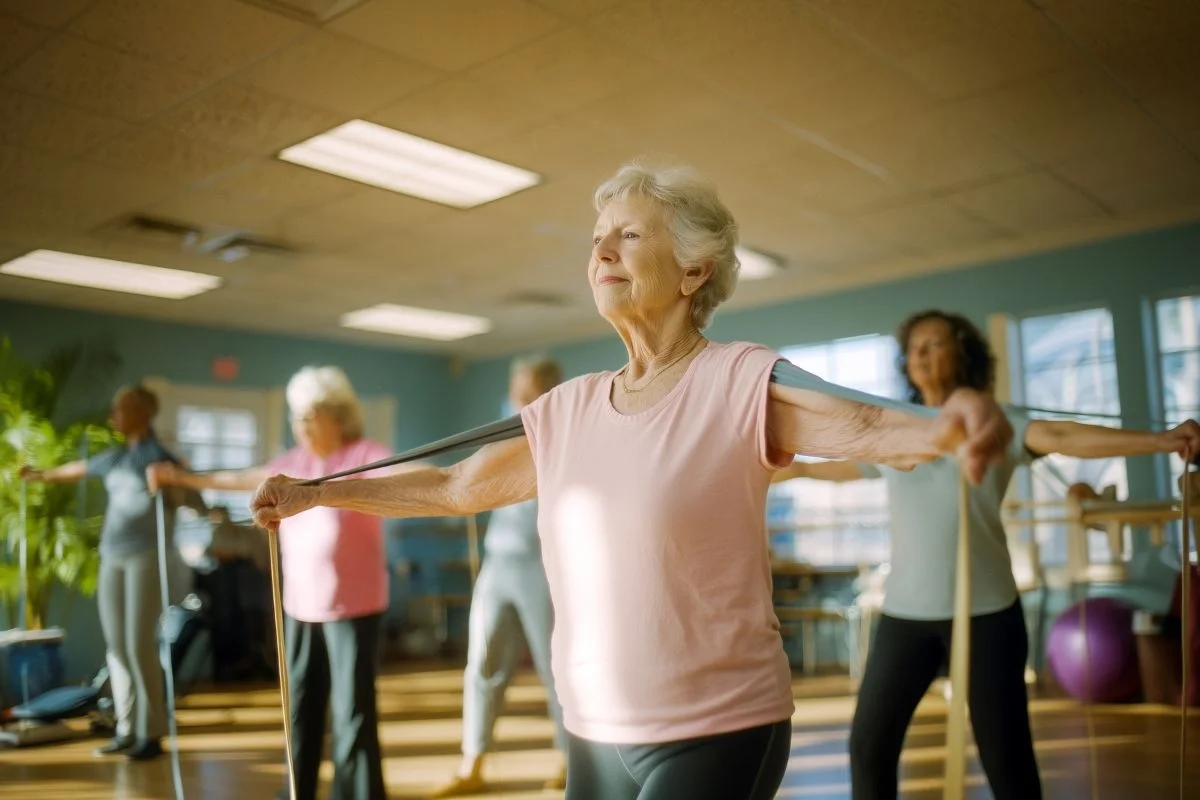 Medicare Advantage member taking advantage of her free gym membership
