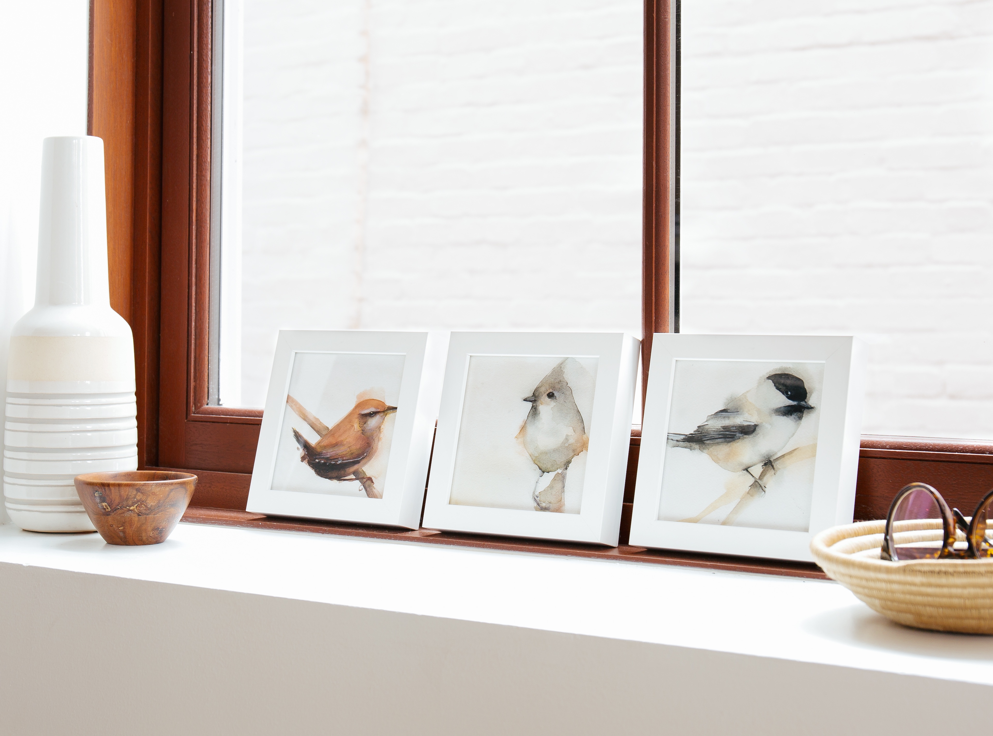 Holly Wach Framed Watercolor Birds 