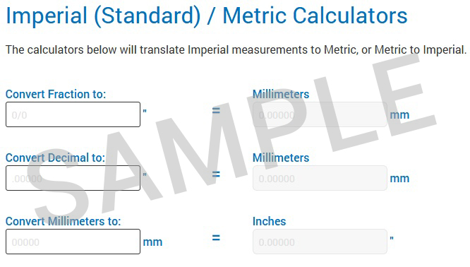 Metric to Standard Calculator at Fastener SuperStore