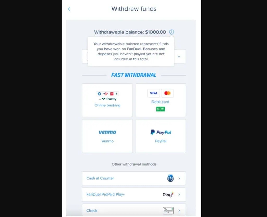 Online sports betting: Fastest payouts, FanDuel