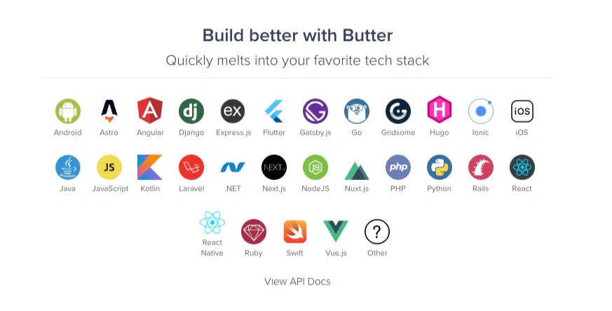 Tech Stacks Available for ButterCMS
