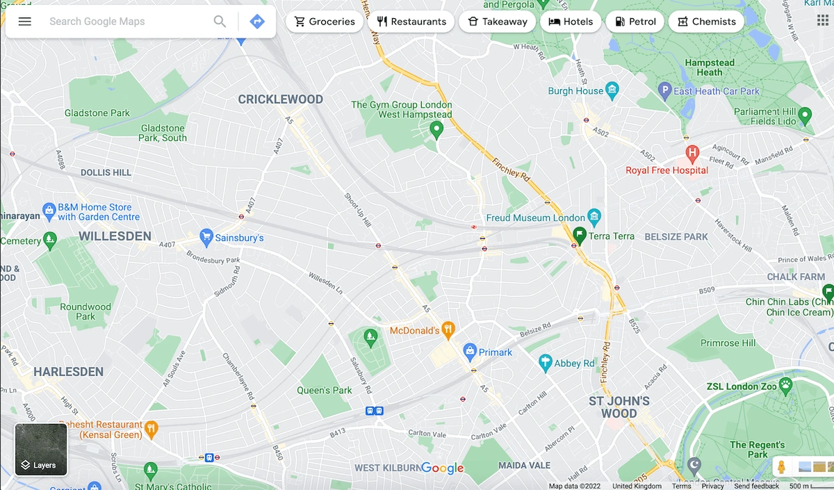 search for the location that you want on Google maps