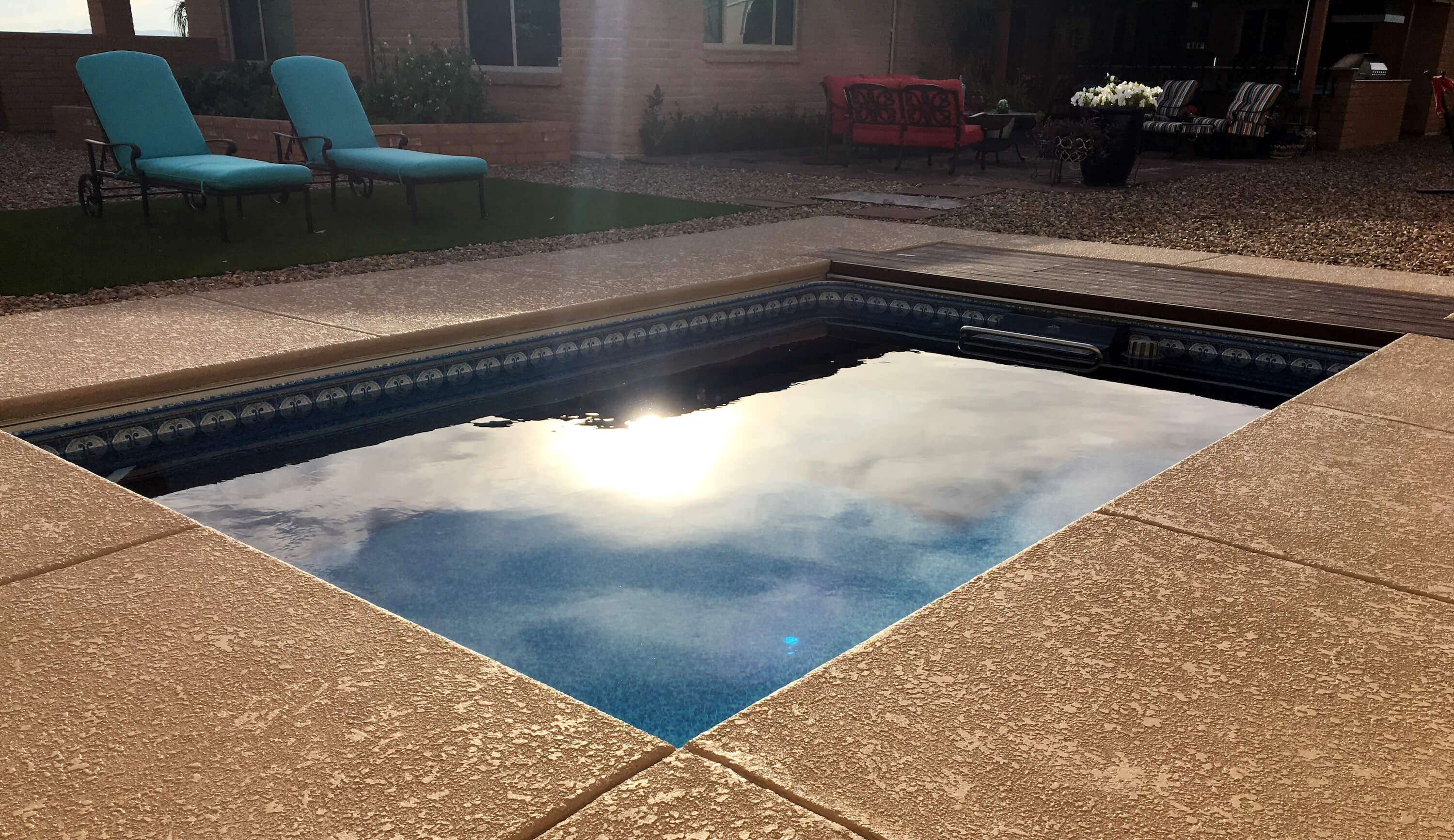 a fully in-ground Endless Pool enclosure, retracted.