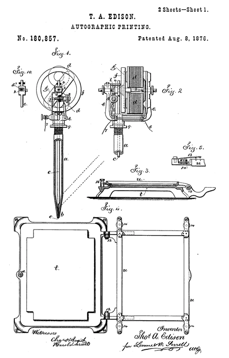 thomas edison electric pen patent