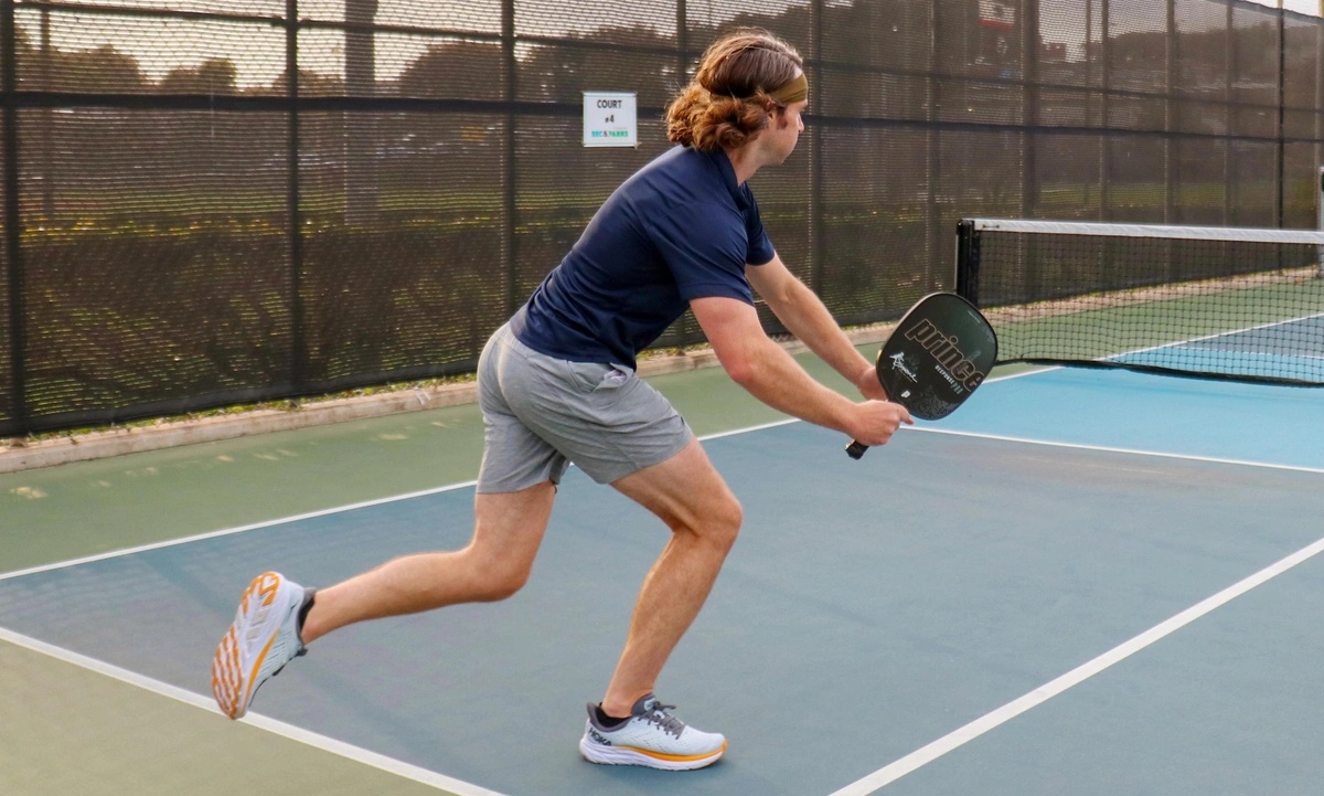 pickleball player receiving a shot