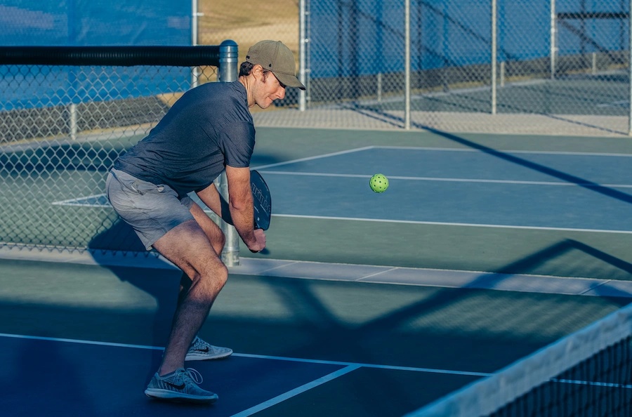 Hitting a dink in pickleball