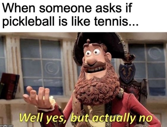 Pickleball Memes - When someone asks if Pickleball is like Tennis