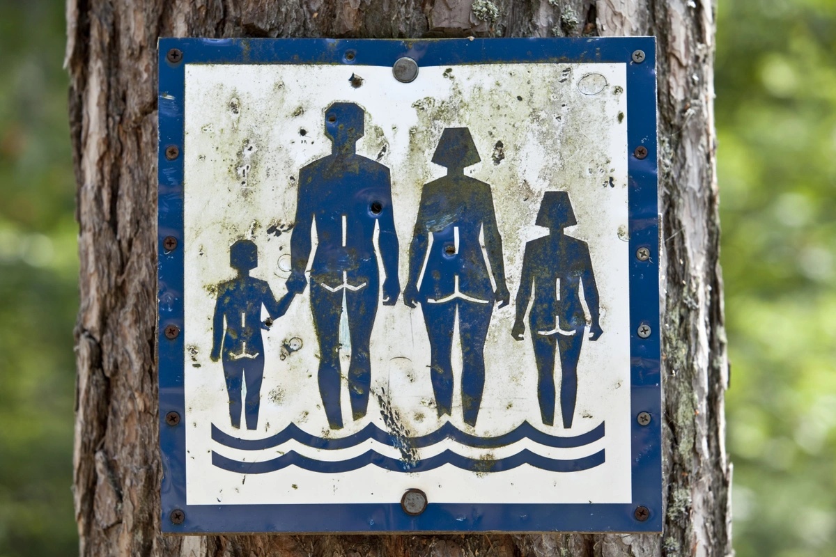 Nude Pickleball - Nude Beach Sign With Nude People