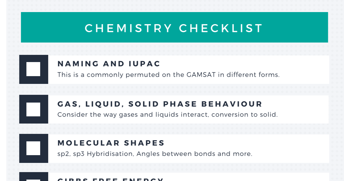 gamsat chemistry checklist