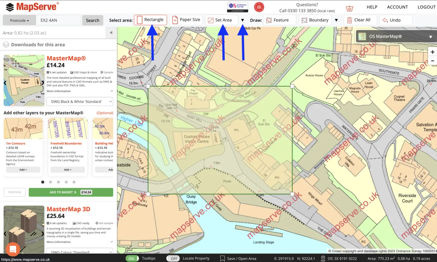 MapServe® select area tools