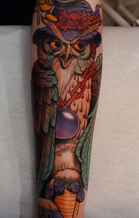 owl wizard tattoo by jacob wiman
