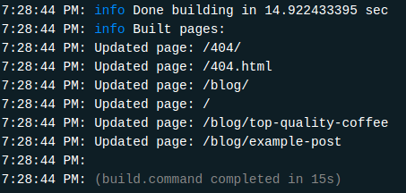 Screenshot: Deploy summary log