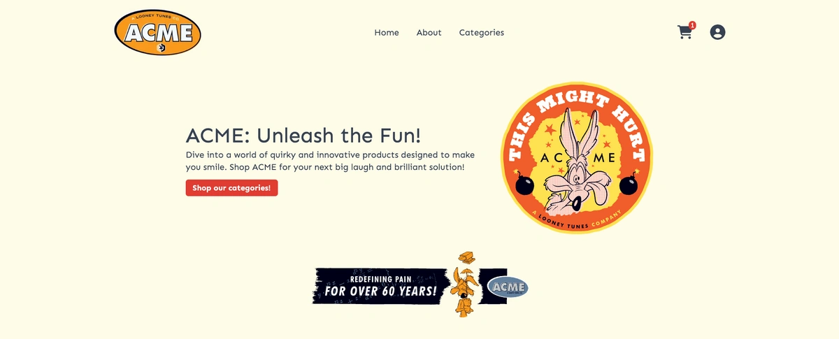 ACME Inc. Ecommerce store homepage screenshot