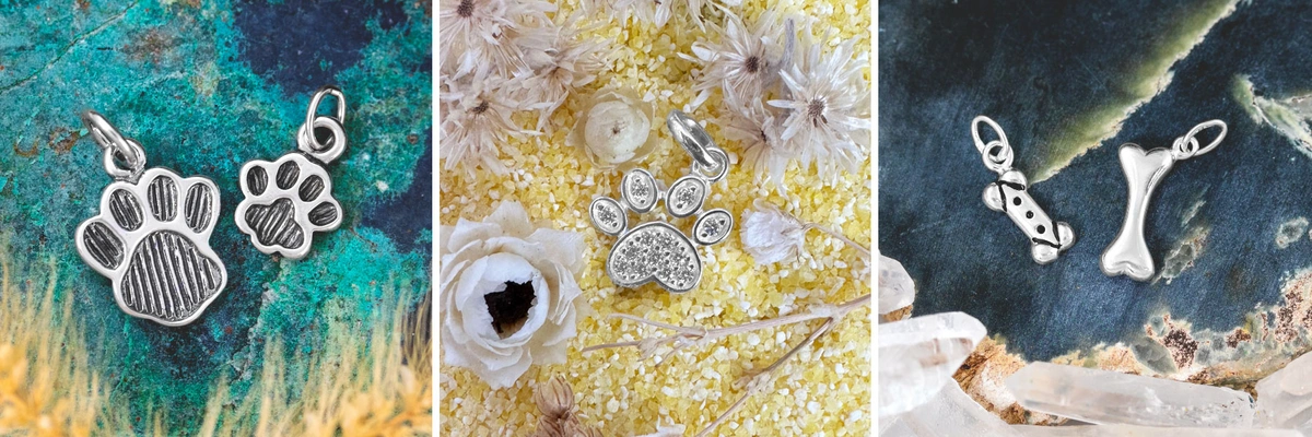 Wholesale Pet Jewelry - Pawprint and dog bone charms