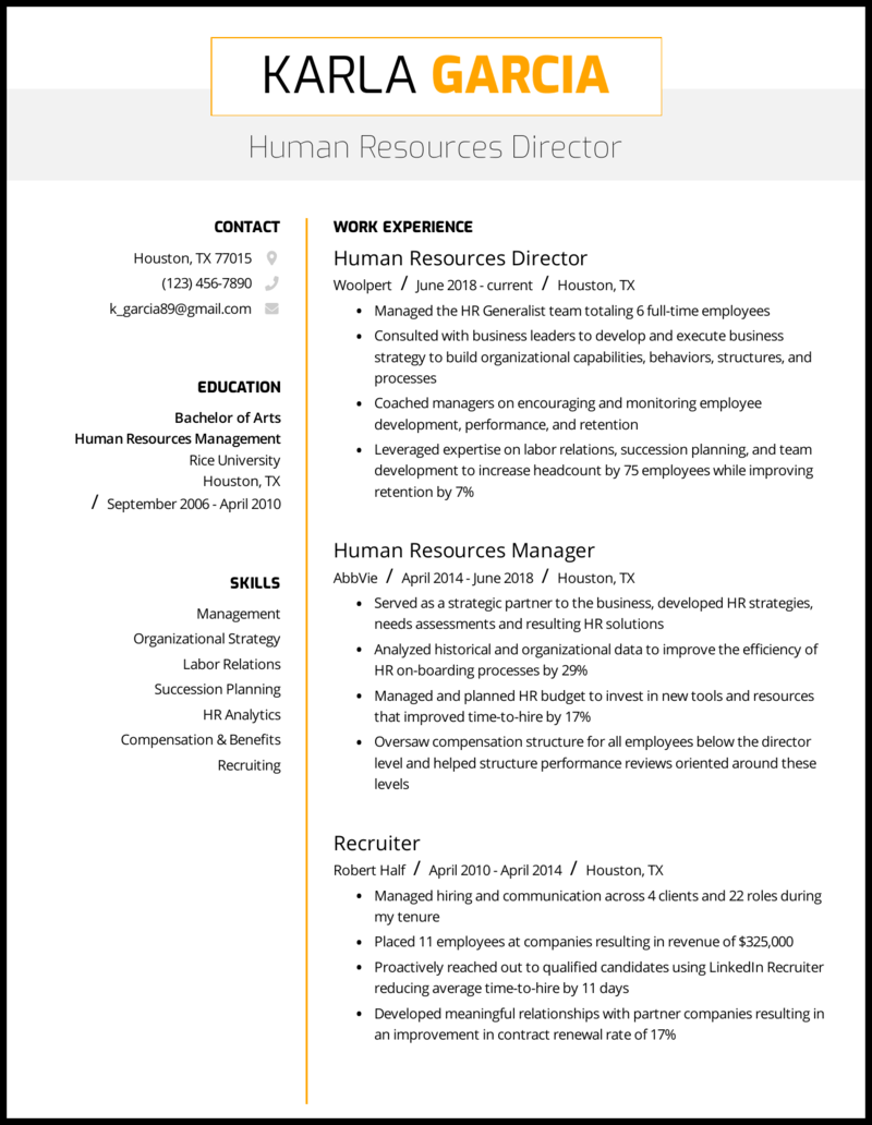 5 Human Resources Hr Resume Examples For 2021