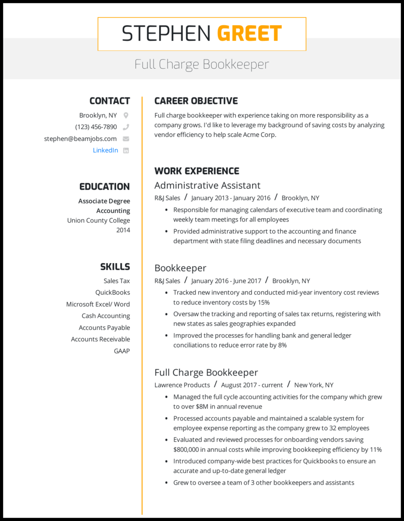 4 Bookkeeper Resume Samples That Worked In 2021