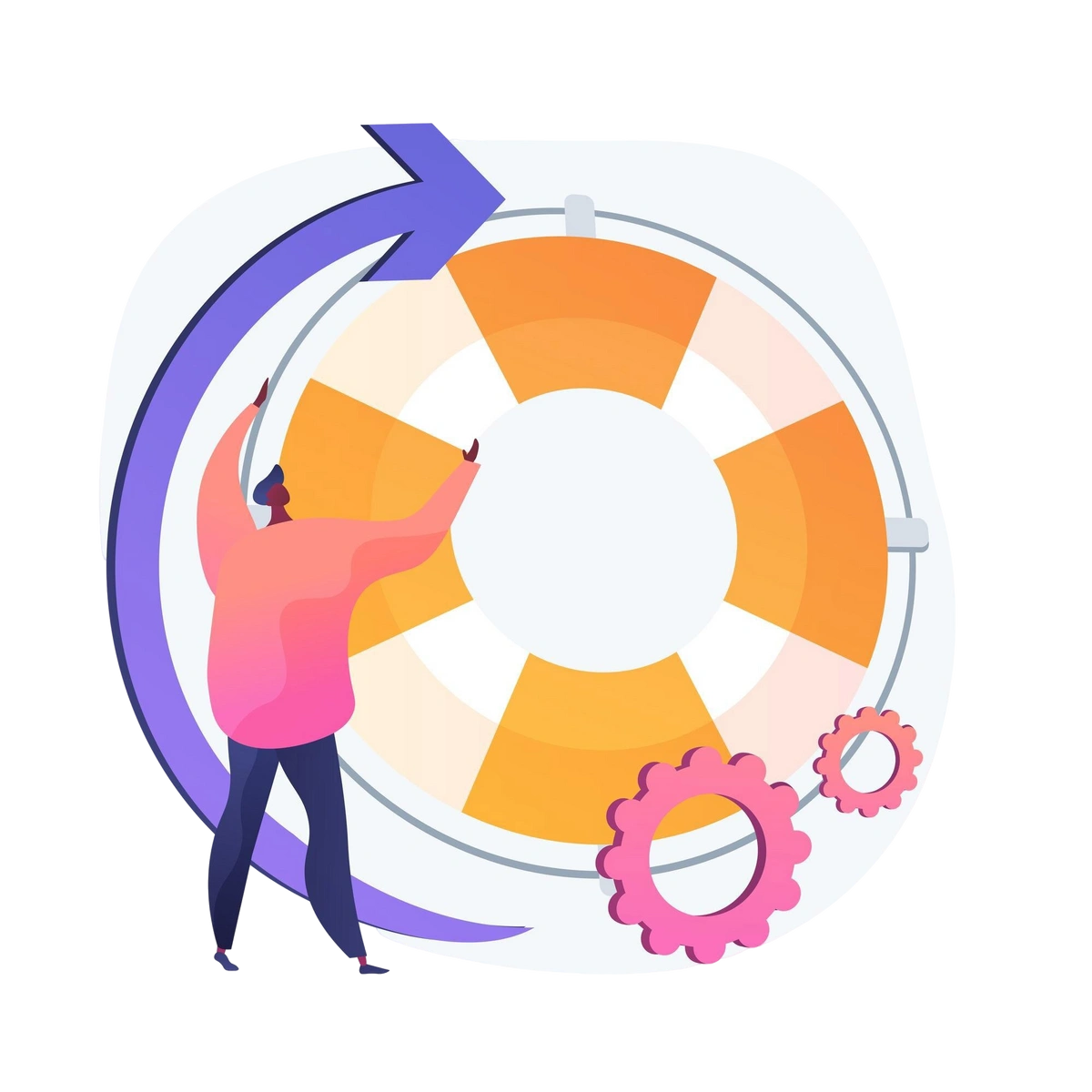 Illustration of a project manager accelerating implementation of project tasks for their team.