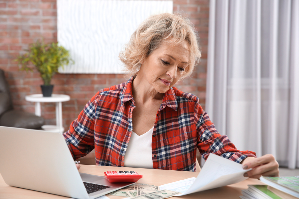 woman sorting finances