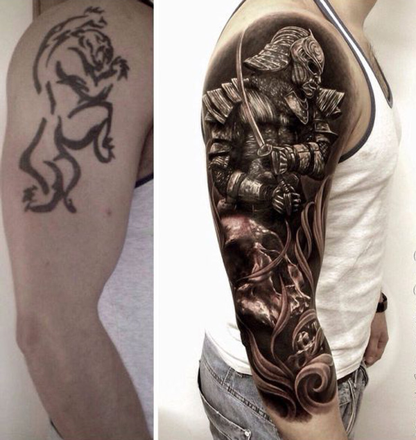 Warrior cover up sleeve tattoo