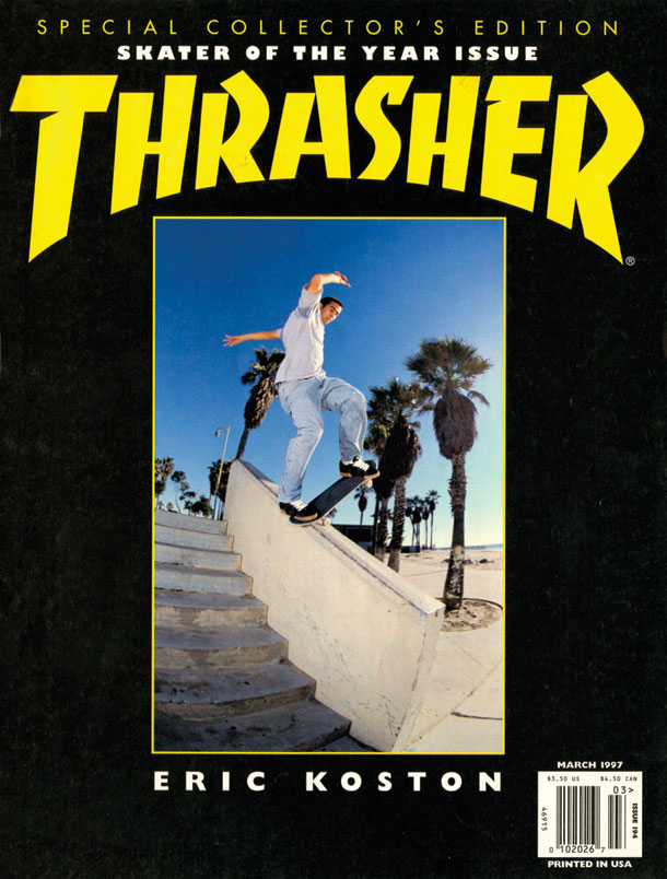 Eric Koston on Thrasher Magazine for 1996 SOTY