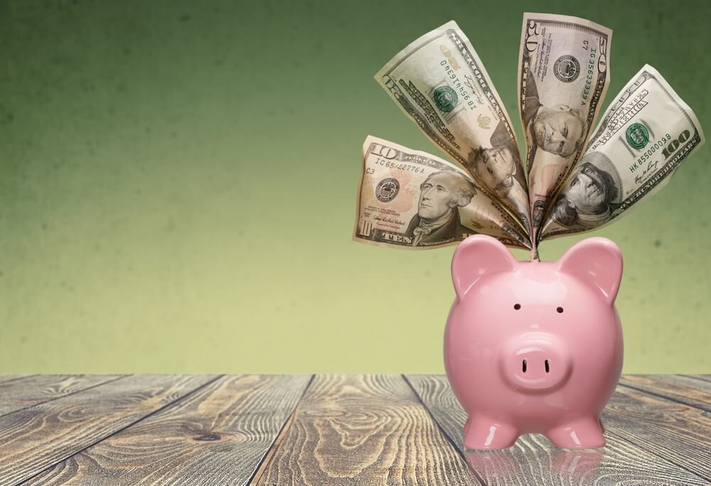Piggy bank with payday loan cash