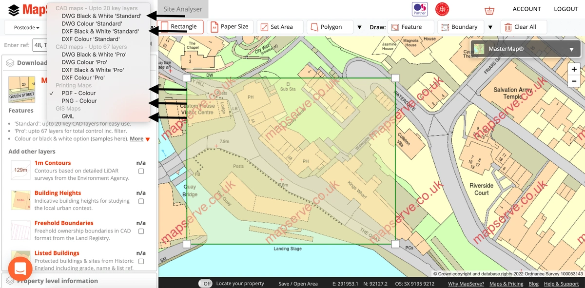 MapServe Select Format Tool