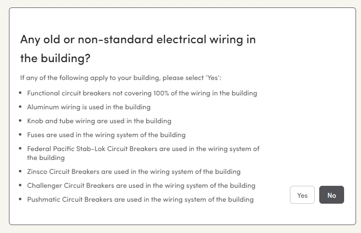 insurance questions about wiring