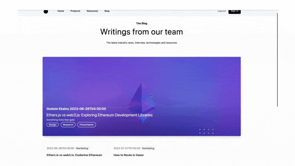 Swift Blog homepage 