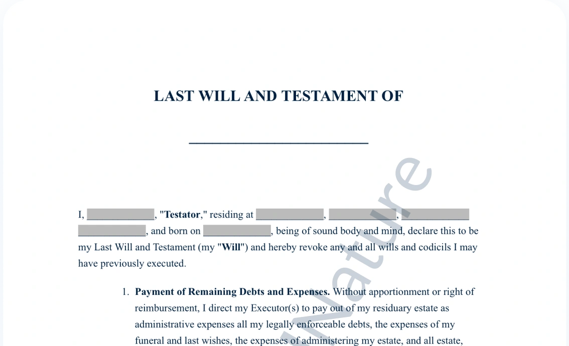 Last Will and Testamentdocument preview