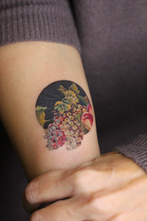 still nature by elena tattoo of grapes