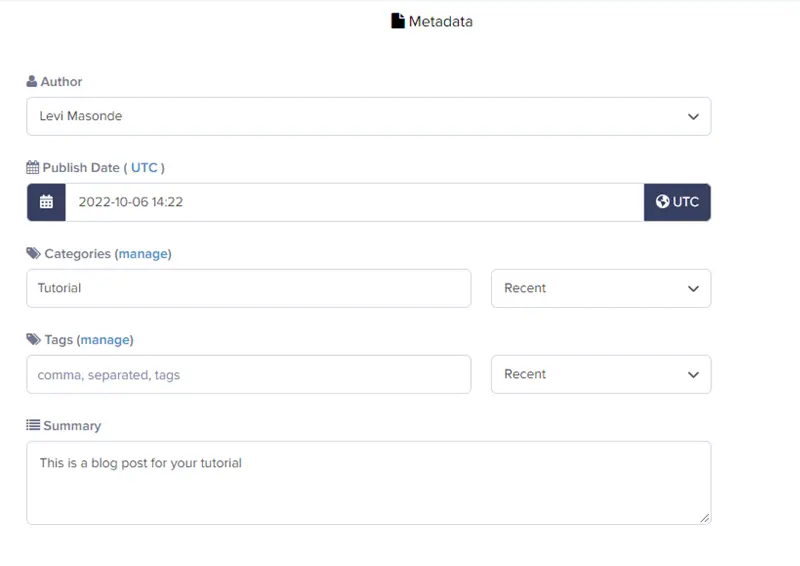 Add your meta data to predefined metadata fields in the blog engine.