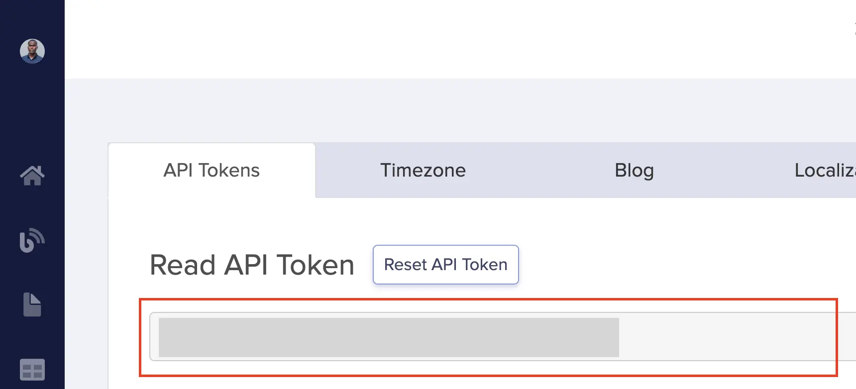 Read API token located in the Settings menu of ButterCMS