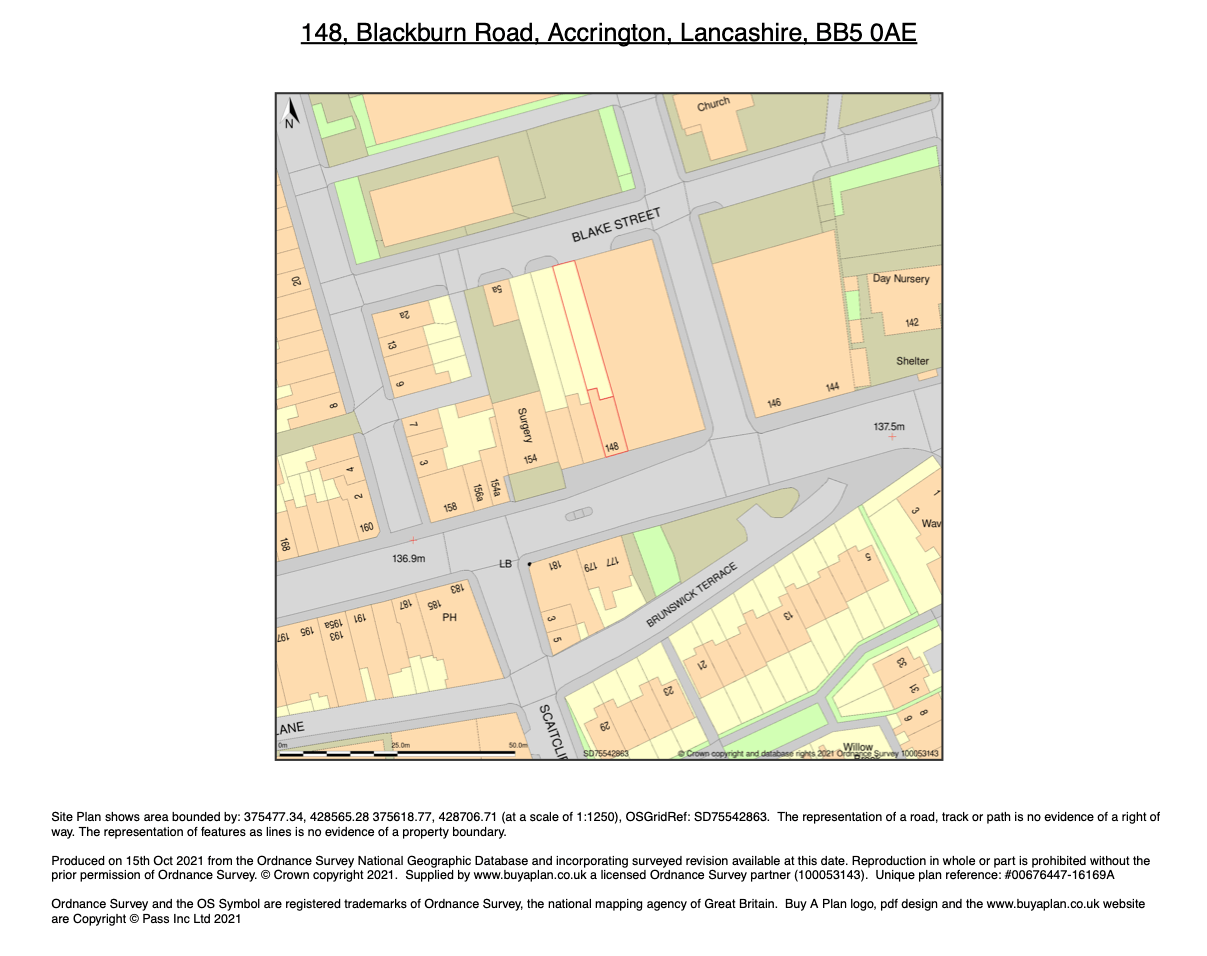 Location plan sample at 1:1250 scale provided by BuyAPlan®