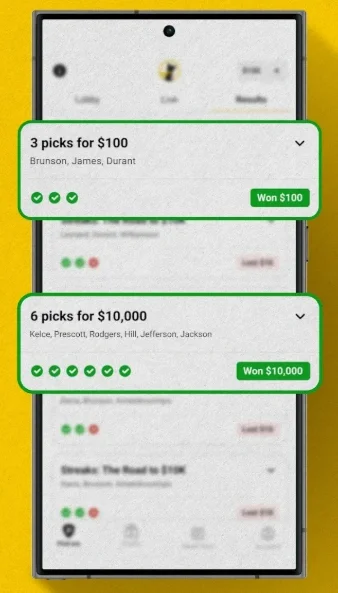 screenshot of how underdog fantasy works on the underdog fantasy mobile app