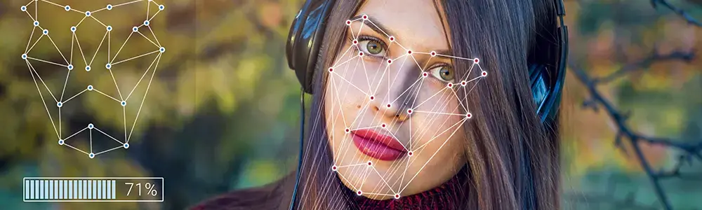 facial recognition being used on woman's face