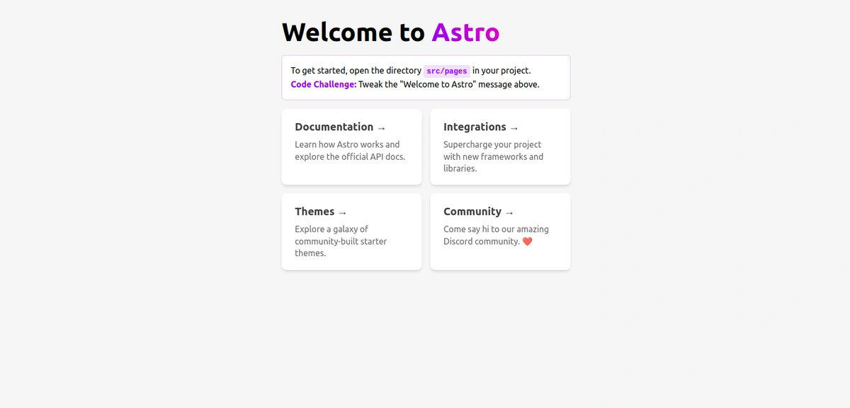 Launched Astro application