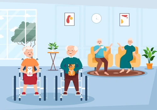 patients doing activities in a long-term care facility