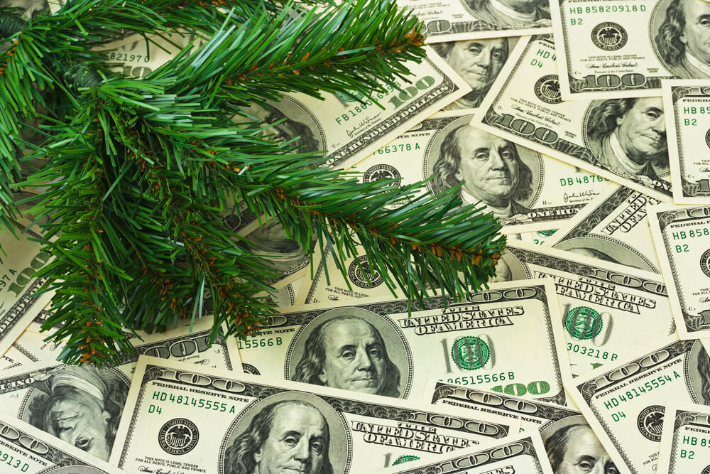 Title loan money beneath Christmas tree