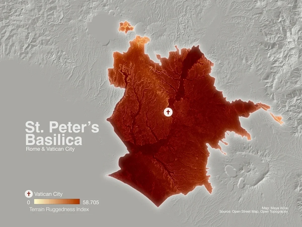 Mapping the Difficulty of a Religious Pilgrimage at Five Holy Sites
