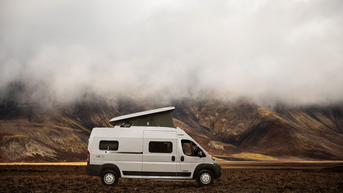 A van with a roof on top of it