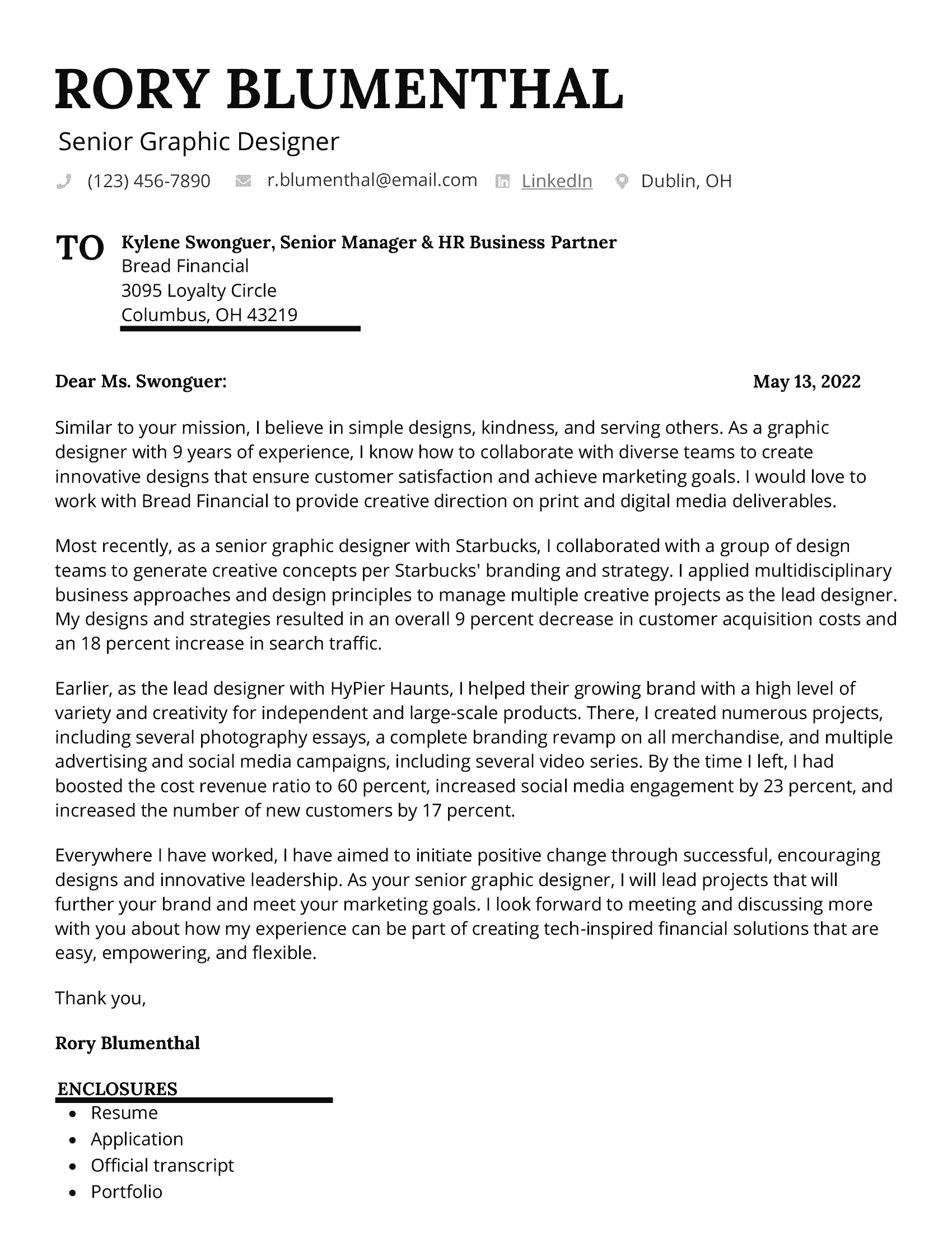 job application letter for graphic designer