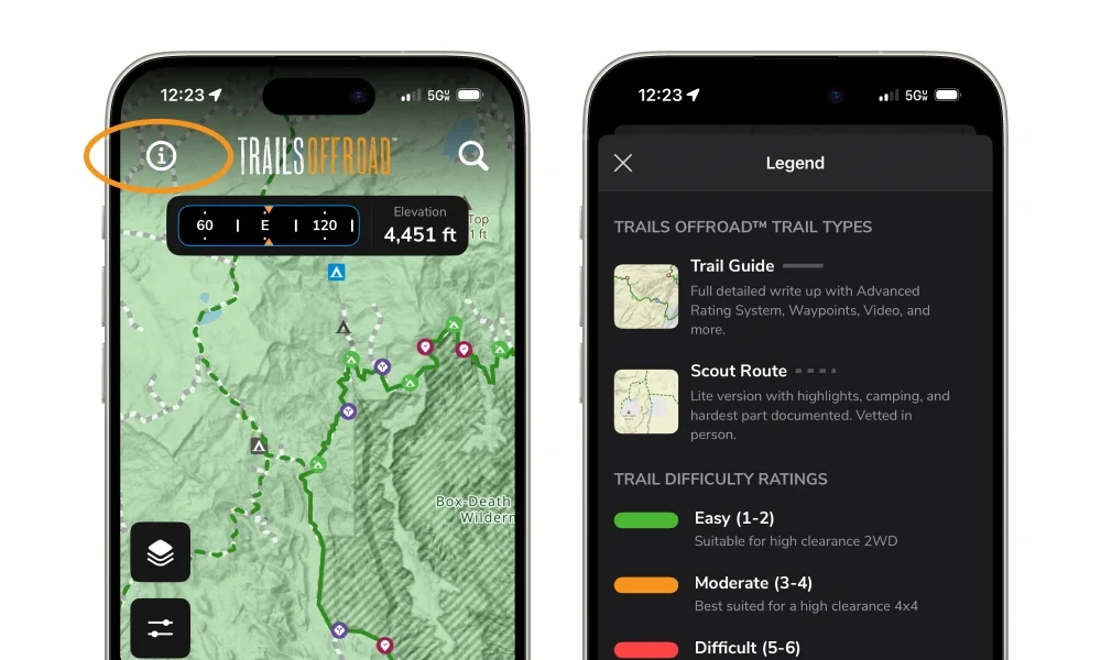 Map legend in Trails Offroad