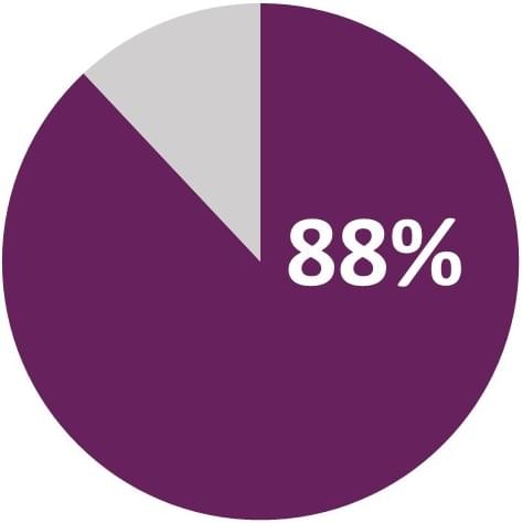 pie graph showing 88% in purple