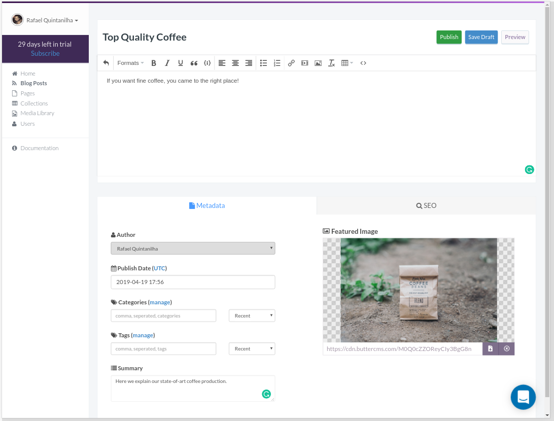  Nouvelle interface de publication de ButterCMS 