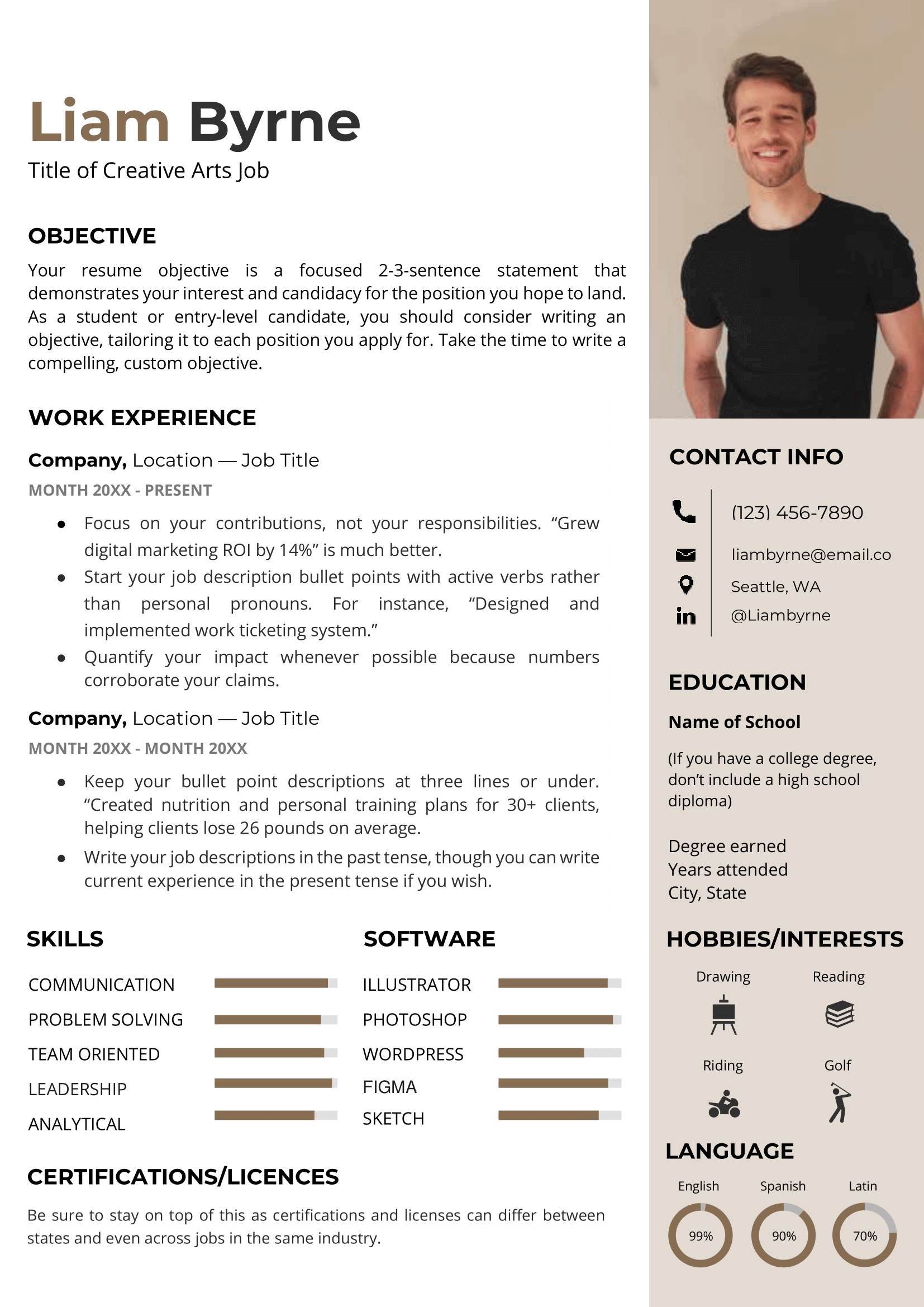 Word resume template for artist
