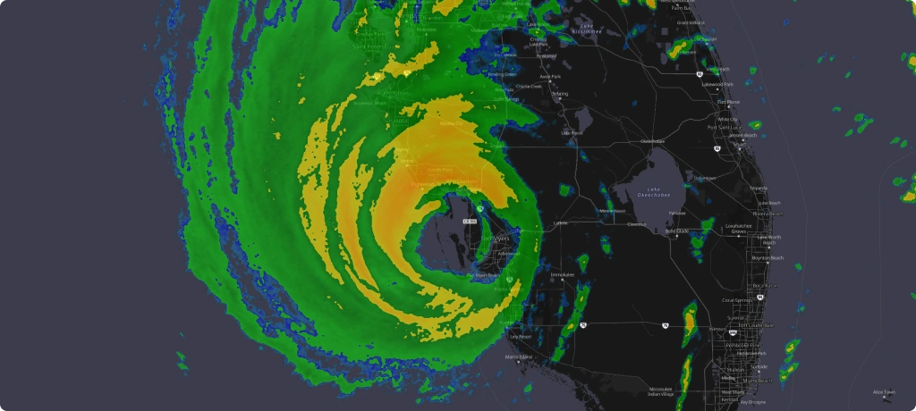 Radar imagery of hurrican Ian over Florida